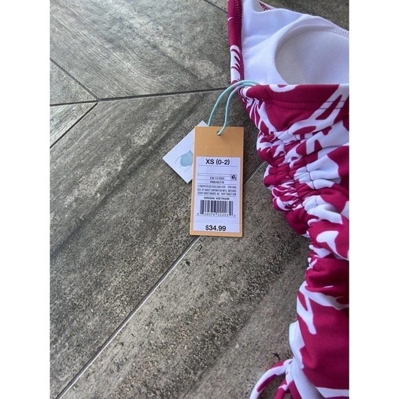 Kona Sol Swimsuit One Piece Pink Raspberry Floral Pattern XS (0-2) New - Picture 6 of 10